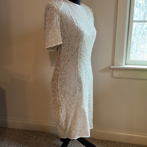 Vintage Stenay beaded cream cocktail evening dress! Sz6 fully lined - Picture 5 of 8